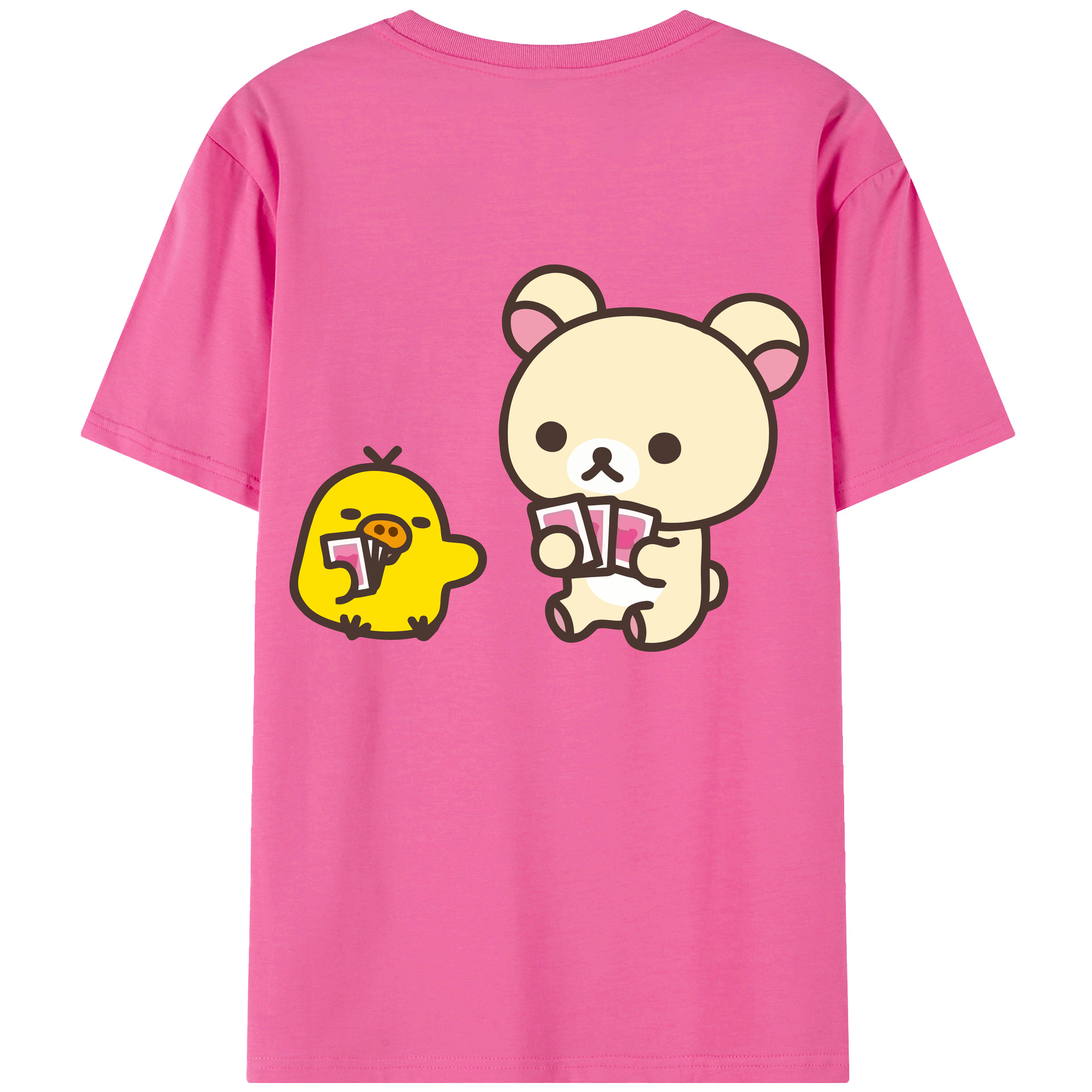 （画像用） リラックマ リラックマ キイロイトリ Rilakkuma Korilakkuma Kiiroitori レディース半袖Tシャツ(バックプリント)